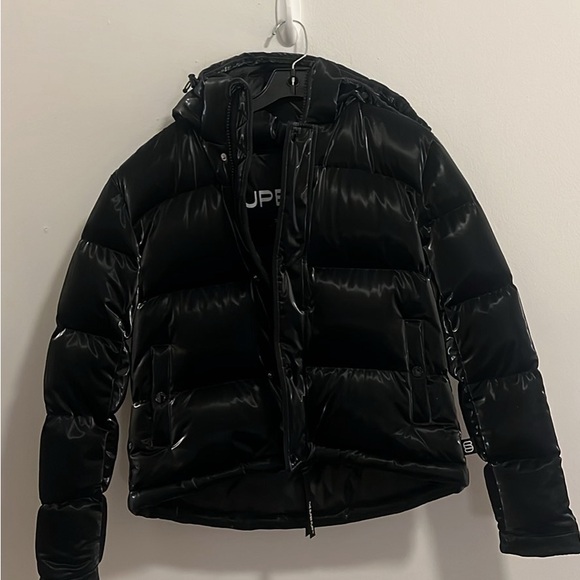 The Super Puff™ - Hi-Gloss French Taffeta Premium Down Puffer Jacket Black 2XS - Picture 1 of 4